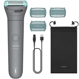 Philips BG3485/15 Afeitadora Corporal Cortabarbas Body Groomer, 3 Accesorios con Peines, Impermeable Wet & Dry, Batería de Larga Duración